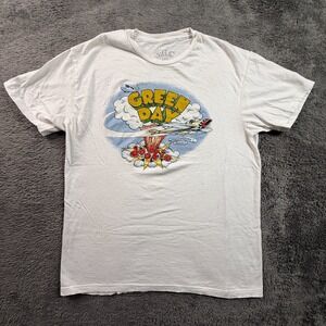 Green Day Dookie T-Shirt M Men's White Airplane Graphic Band Tee Crew Neck